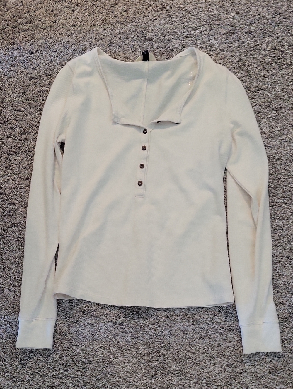 Universal Thread Cream Long Sleeve Henley Top